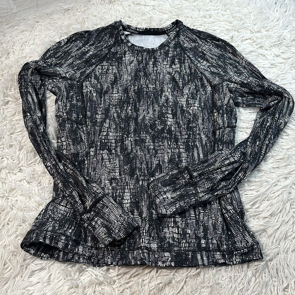 Lululemon Its Rulu Run Long Sleeve Shirt Lino Slide Alpine White Black